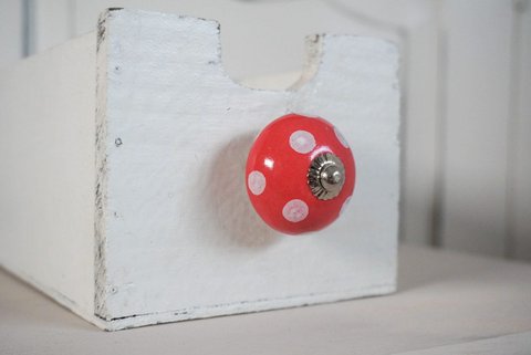 Roter Möbelknopf mit Punkten 4 cm Isabelle Rose