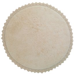 Rond wasbaar katoenen vloerkleed met gehaakte afwerking PERLA SABLE
