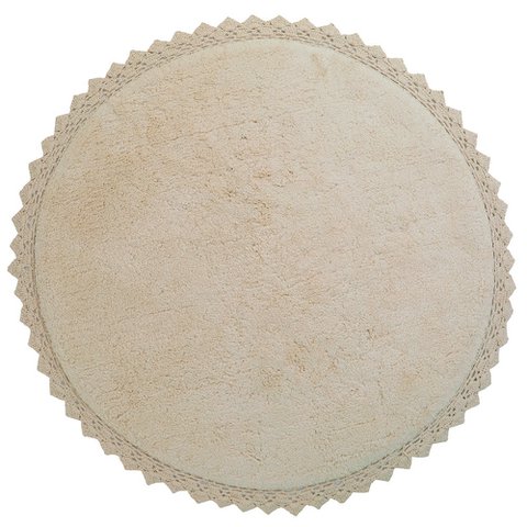 Runder waschbarer Baumwollteppich mit Häkelfinish PERLA SABLE