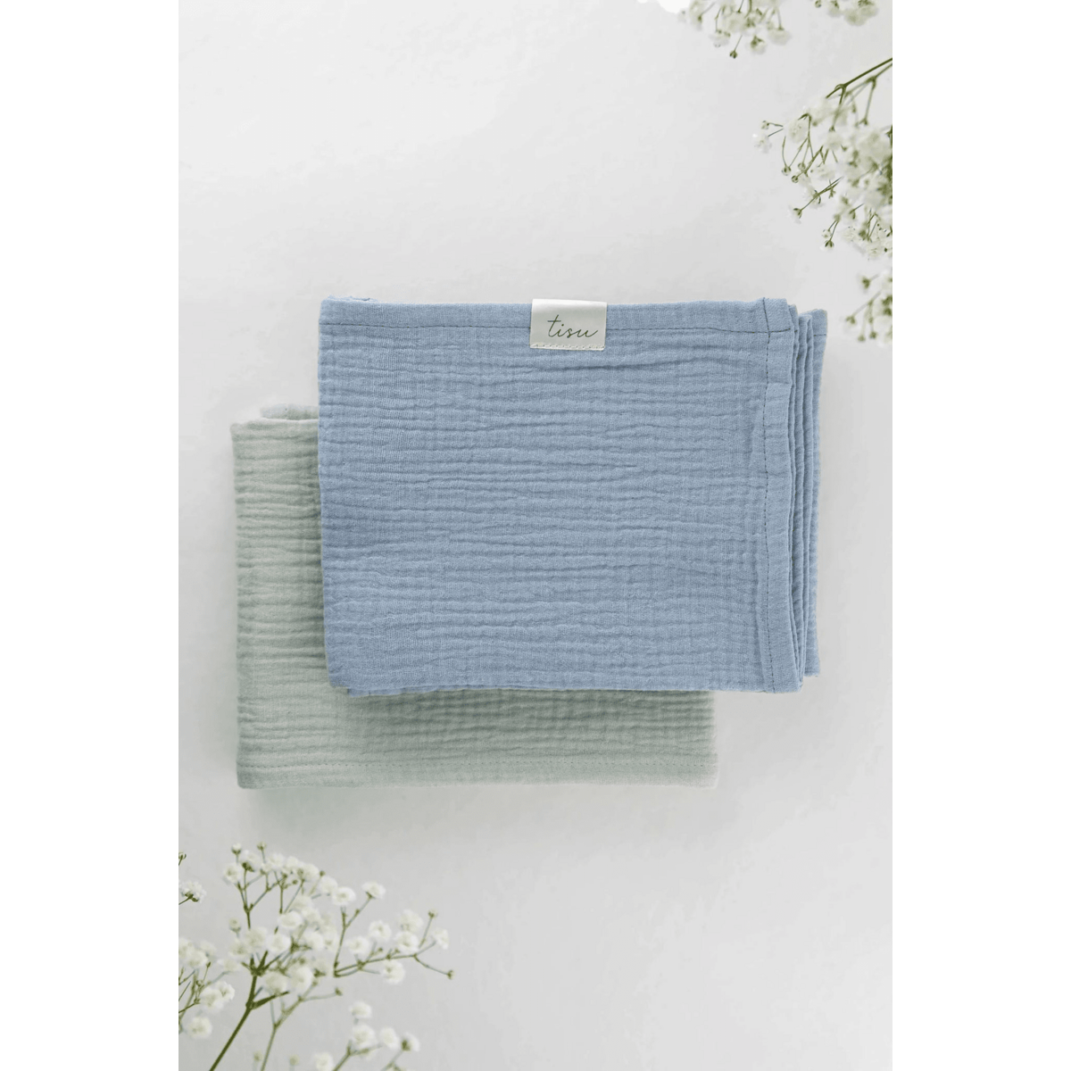 TISU muslin set, Pistachio + Baby Blue