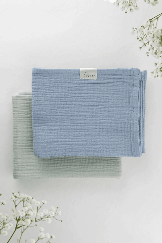 TISU muslin set, Pistachio + Baby Blue