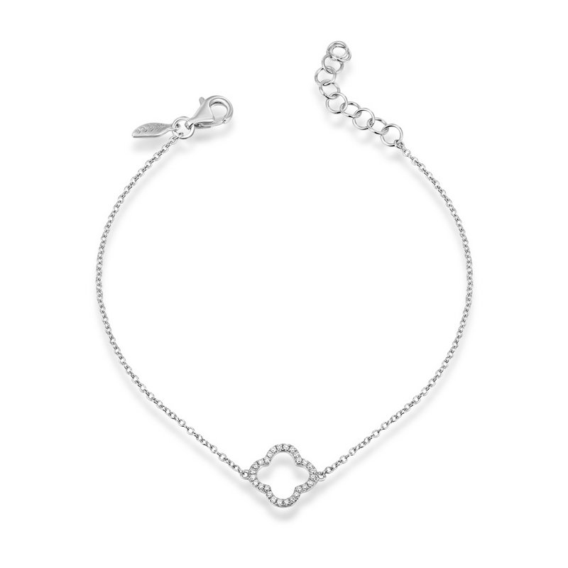 Kløverarmbånd med diamanter, 18K hvidguld