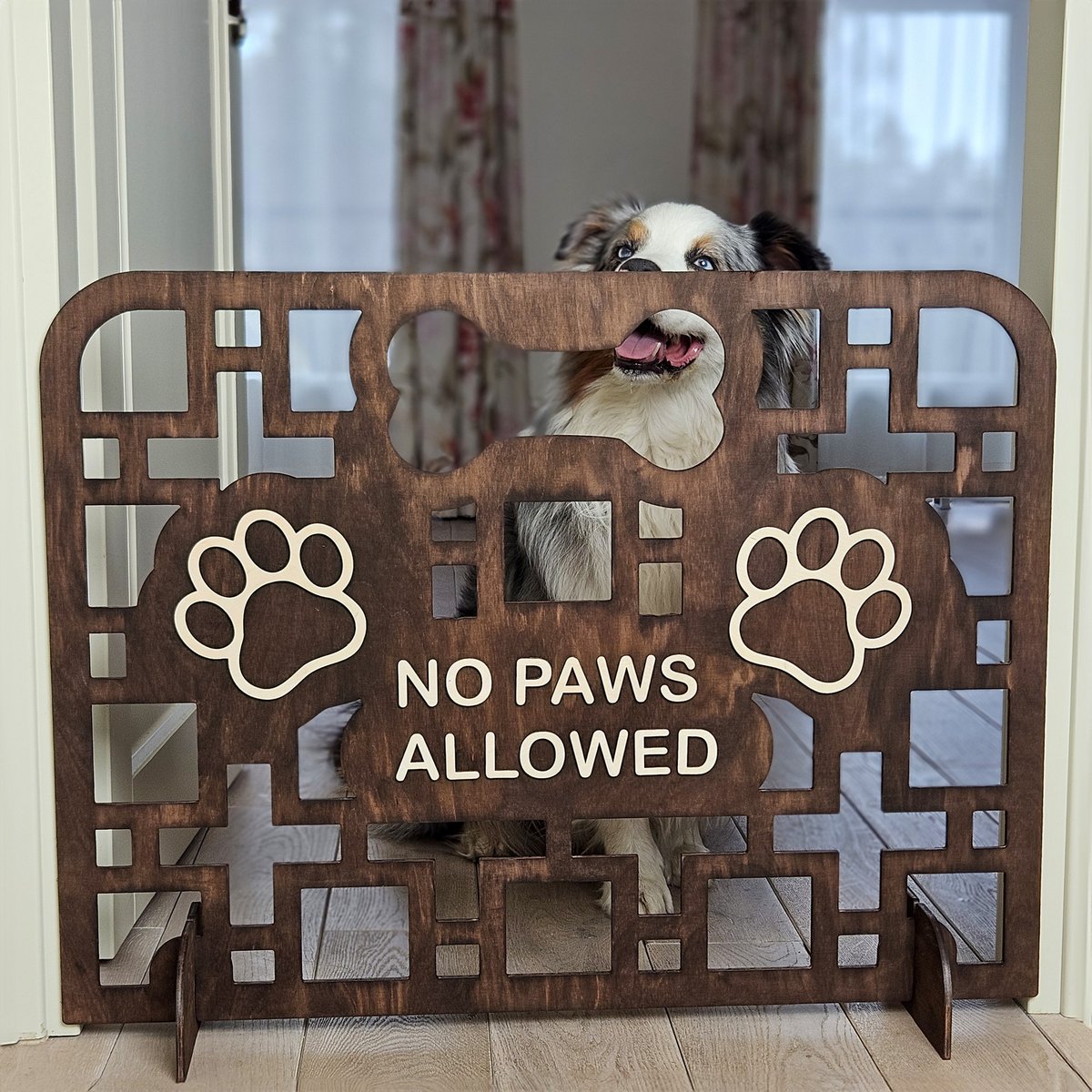Puerta para perros de madera fácil de seguir, barrera independiente para puertas, escaleras y pasillos