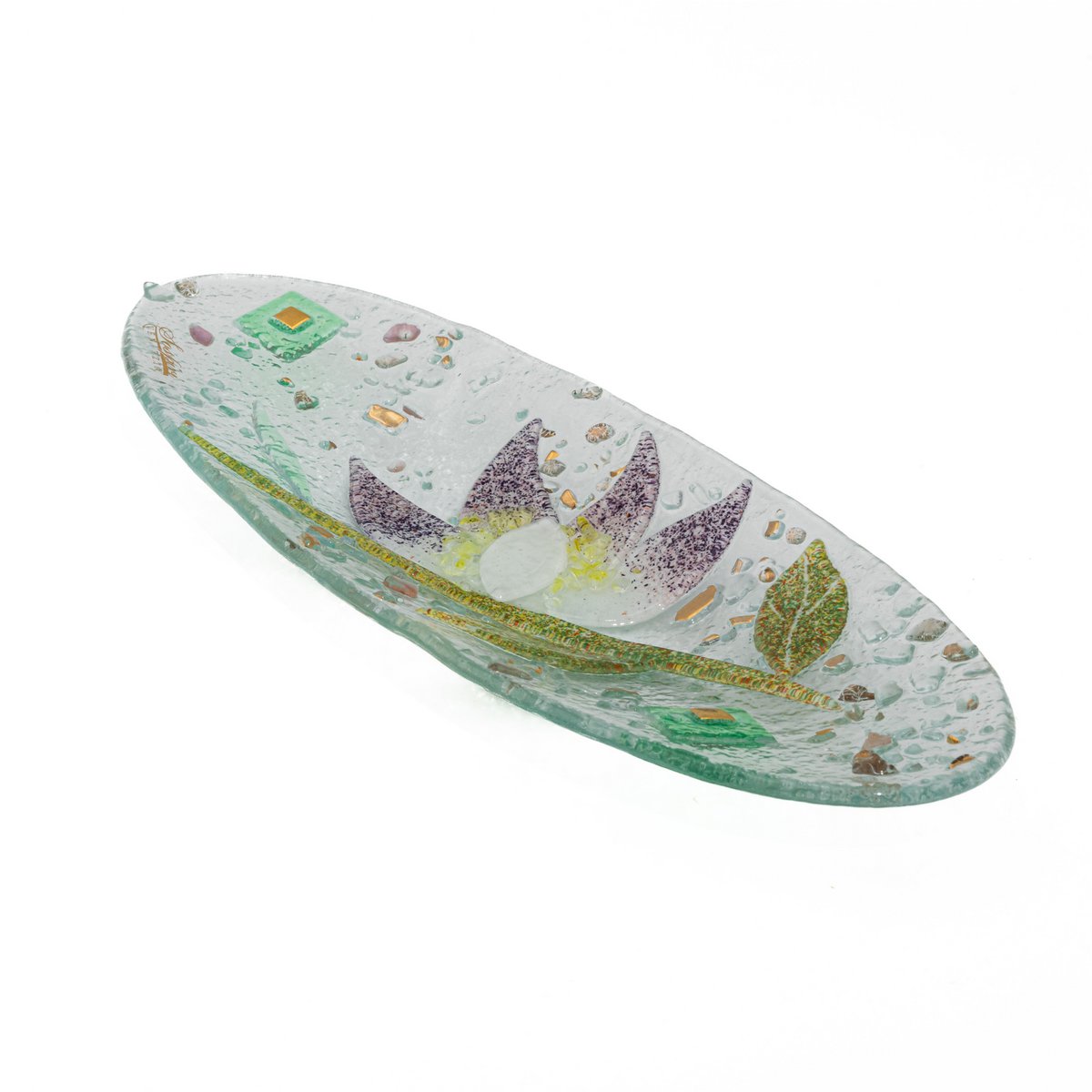 EMPATATA FLASK dans le verre Murano, Idée de cadeau de faveur, décoration en or floral