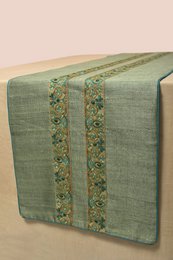 Bordløber | Broderet Dupion Silke Perlearbejde | 203x36 cm