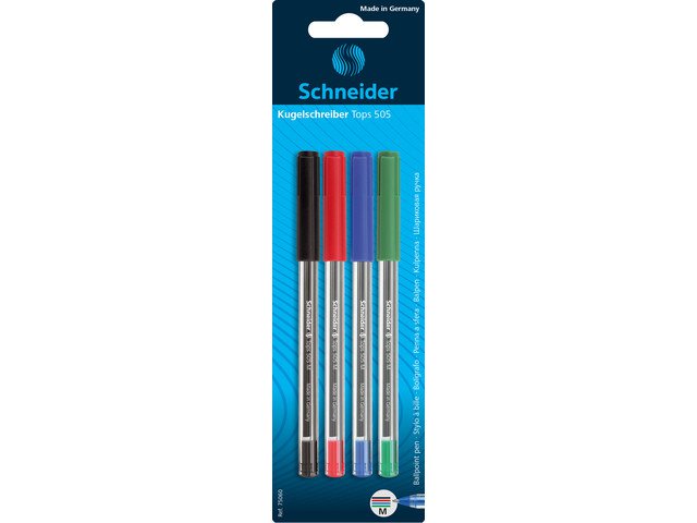 Balpen Schneider Tops 505M assorti blister a 4st.