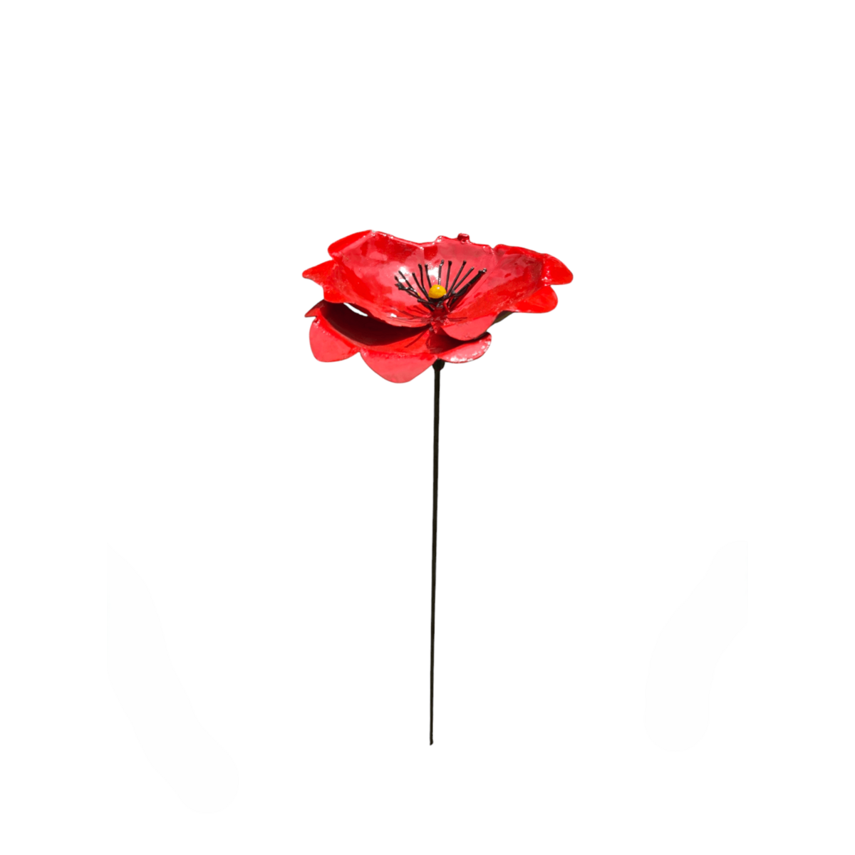 METAL LARGE RED POPPY FLOWER