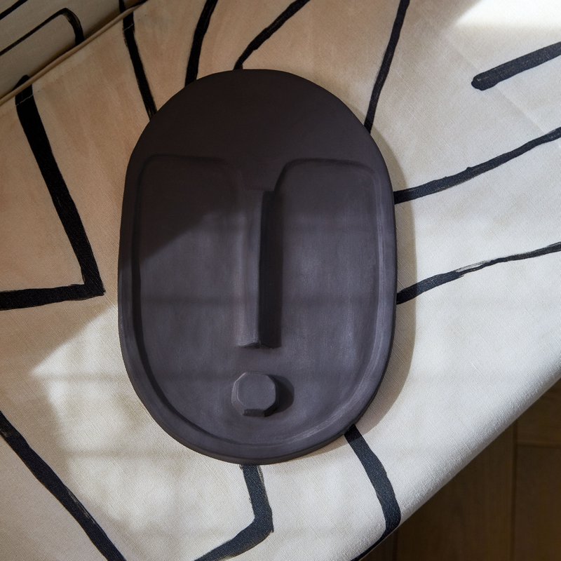 Abstract Ceramic Wall Decoration Mask - Anthracite Grey