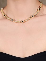 Vintage stil geometrisk sort onyx smykkesæt