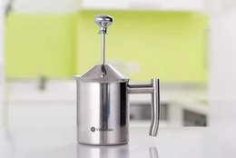 Rustfrit stål manuel håndmælkeskummer med mesh si - 400ml