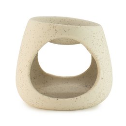 3x bruciatore a olio Zen in ceramica - Ciottolo rotondo - Bianco sporco maculato