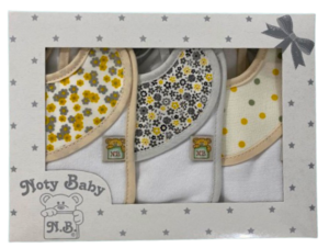 Conjunto de 3 babetes de bebé 100% algodão
