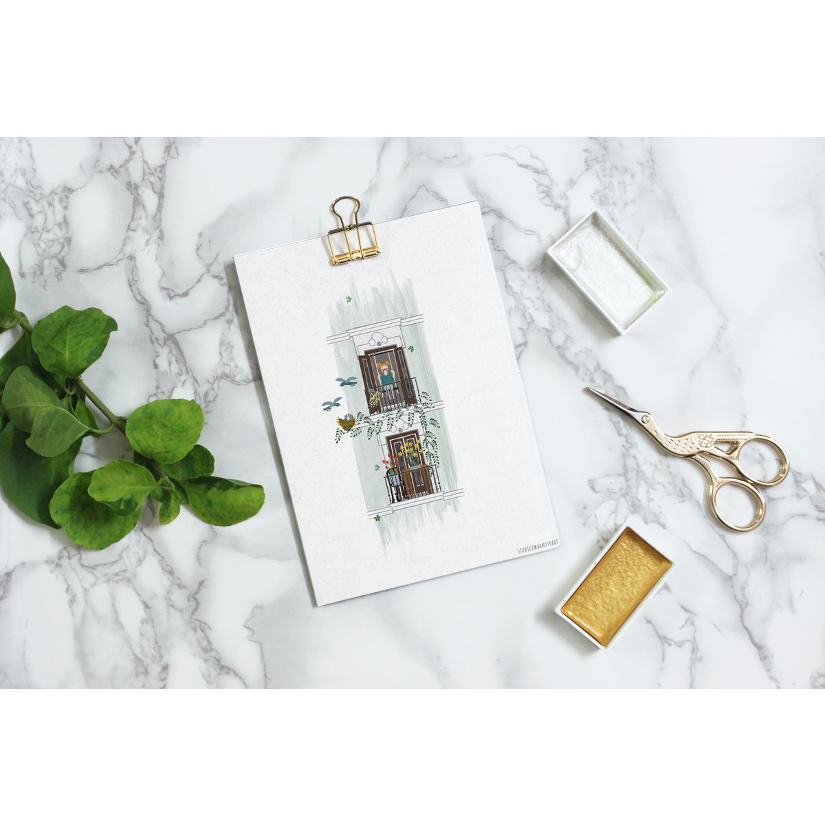 Postkarte 'Balkon im Frühling'