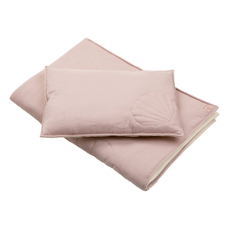 Linnen schelp kinderovertrekset "Poederroze" Groot formaat