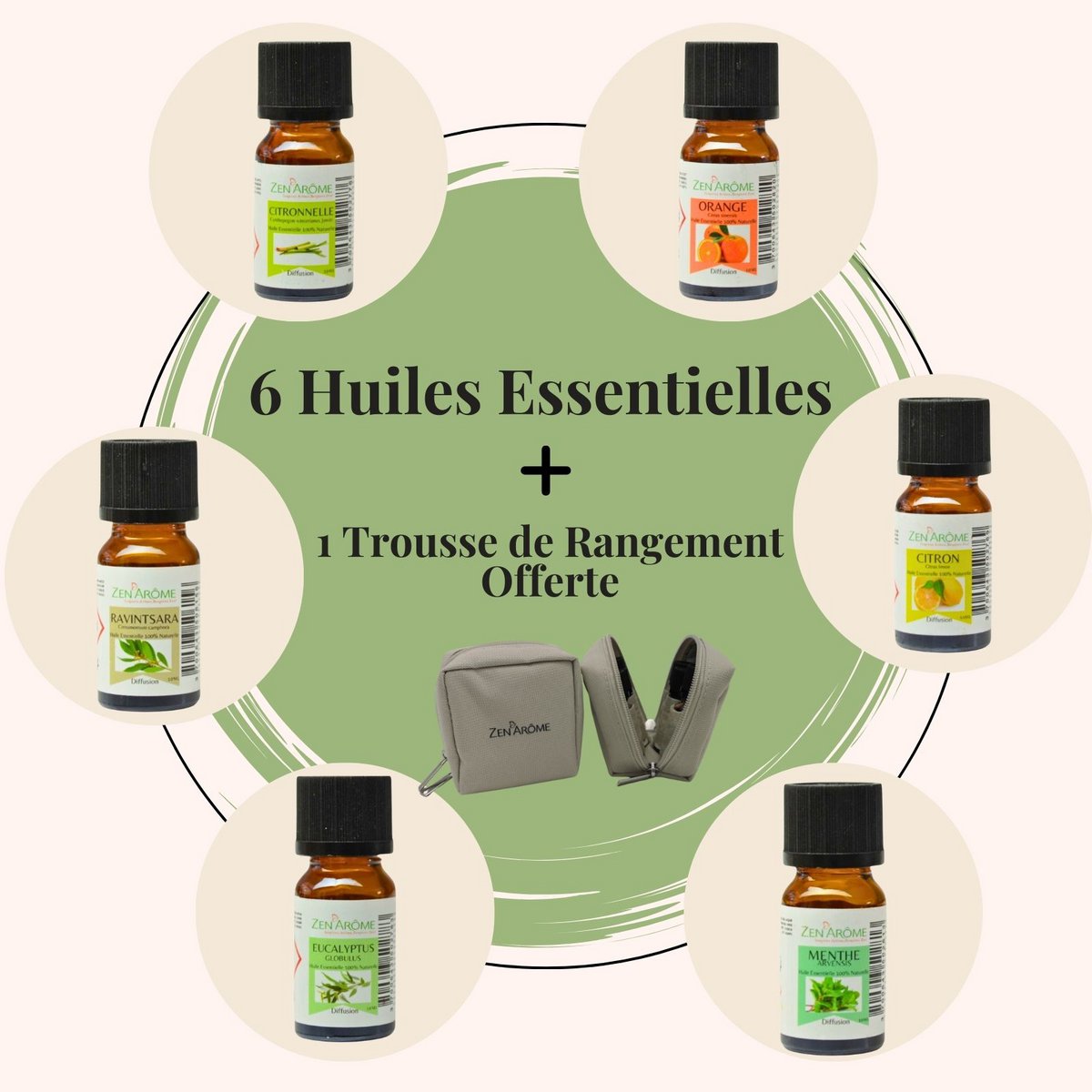 6 aceites esenciales 100% naturales + 1 bolsa de almacenamiento gratuita