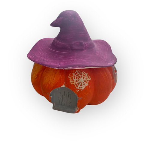 Nieuw binnen! Spookachtig pompoenhuis met kaars