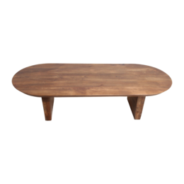 Bullnose mangohouten salontafel bruin - 140x60x35 cm