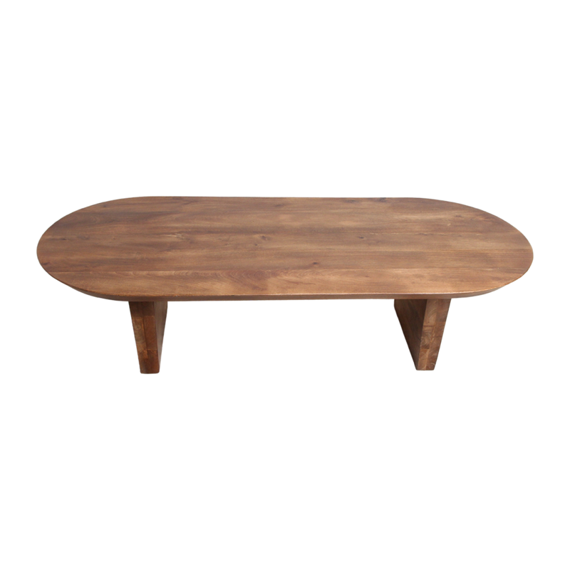 Bullnose mangotræ sofabord brun - 140x60x35 cm