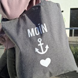 Baumwollbeutel "Moin-Anker-Herz" aus recycelter Baumwolle