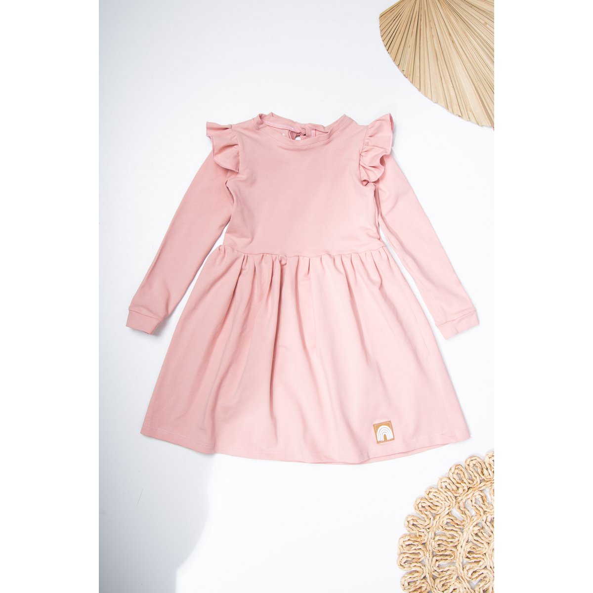 Robe rose à manches flottantes pour bébé fille