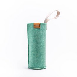 Mint-colored protective cover for a 0.7 liter travel bottle, made of durable material.