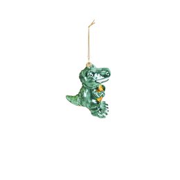 Appendiabiti Natalizio - Dino - Vetro - Verde - 4,5x9,5x12,5cm