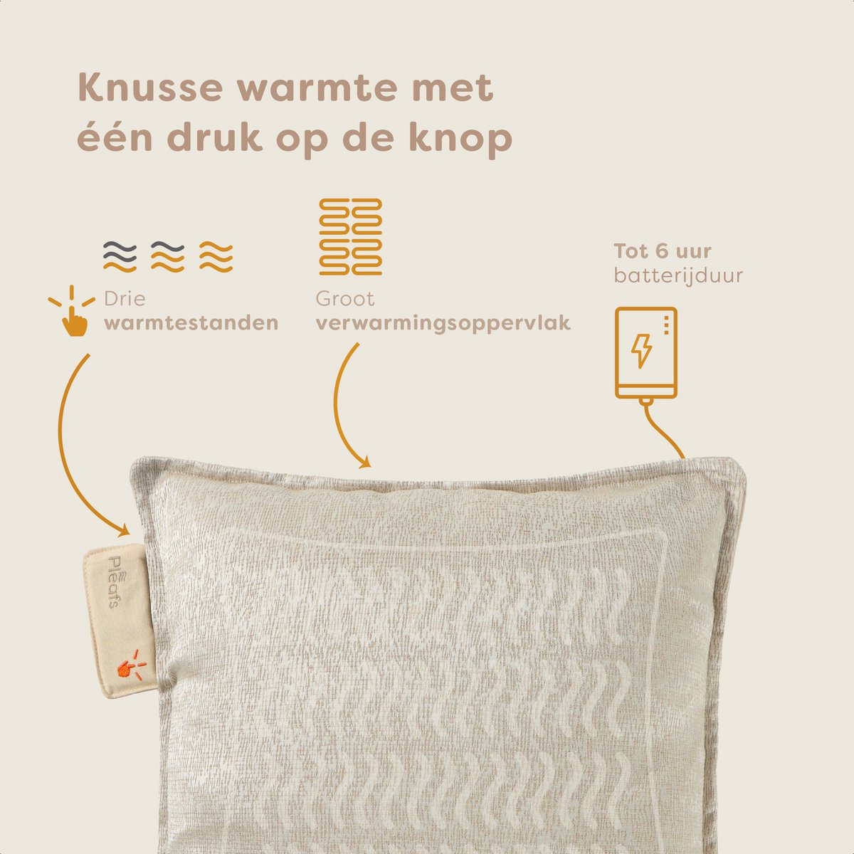 Pleafs® Warmtekussen Boho 45x45cm Dark Vanilla