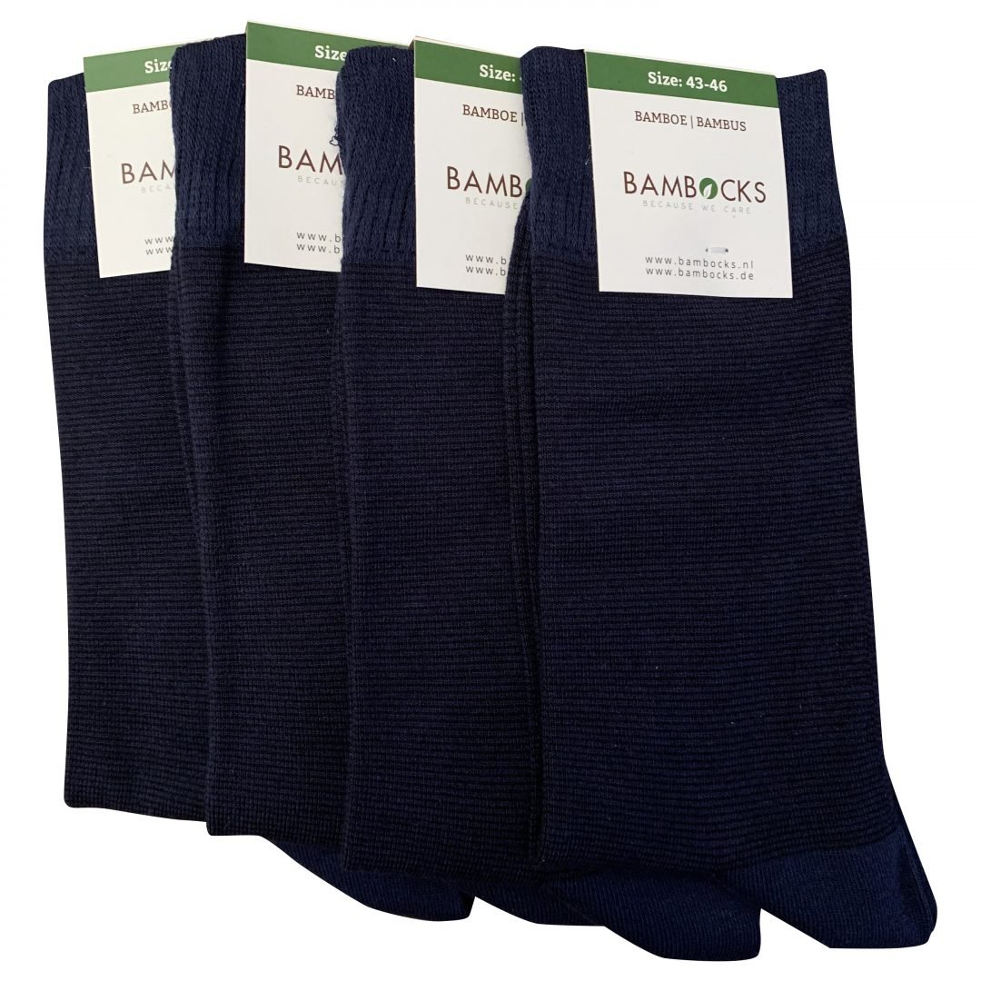 Bambocks Calzini Bamboo 4 paia a righe nero/blu