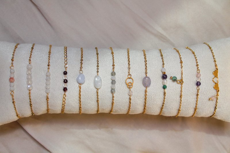 Armbånd Rock Crystal & Granat - Guld