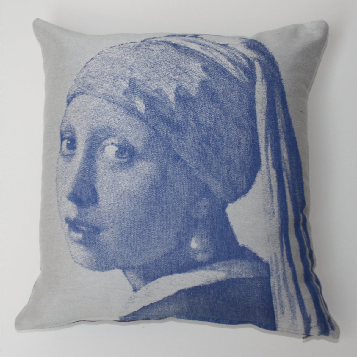 Throw pillow Girl with the pearl blue