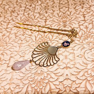 Haarstok blad bloem parels retro bohemien chic kersenpaars goud Moederdag cadeau idee - moeder kerstcadeau