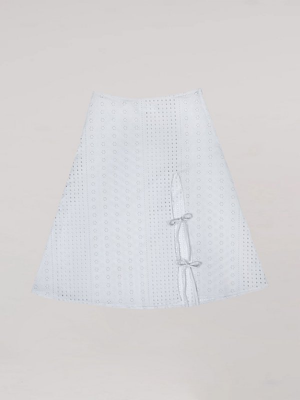 Falda midi blanca Lumora azul