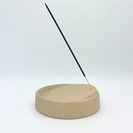 incense holder - incense holder - ceramic - round - slanted - beige - diameter 14.5 cm - incense burner