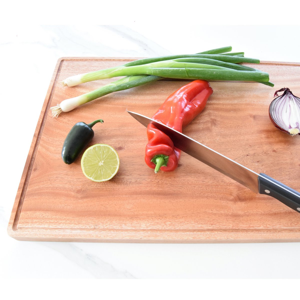Cutting Board with Groove - Khaya Wood - Hand made - Eco-friendly
