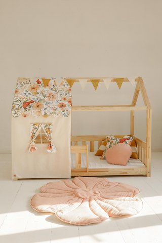 Canopy over bed in the shape of a house "Flower Power", baby crib house, Decoration for girl's room, personalized baby houses
