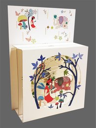 A colorful greeting card featuring whimsical illustrations of a fox, birds, and other forest creatures in a magical setting. The card is titled "Forever Cards Magic Box Card - Magical Day" and belongs to the "Cards with Pictures" category.