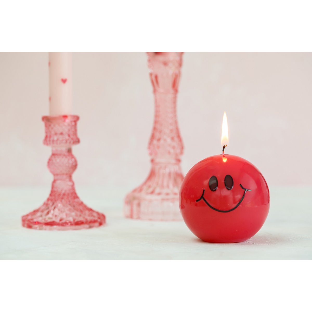 Led Pillar Candle Hearts Pink RC - Set di 2