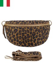 Torebka na ramię ze skóry zamszowej w panterkę. Rozmiar S IT2313-LEOPARD
