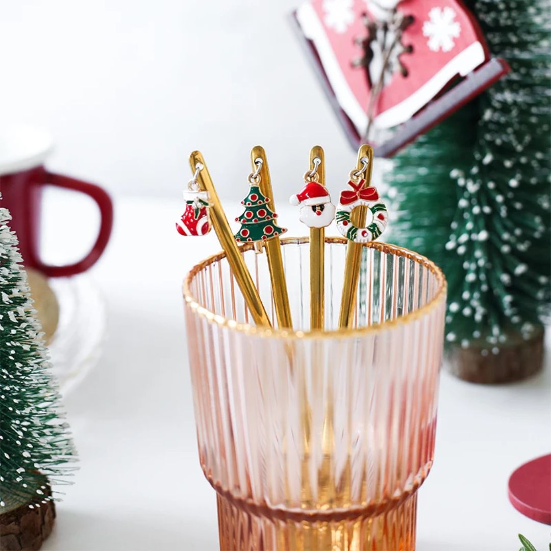 Löffel mit Weihnachtsdekoration - Silber oder Gold - 6 Modelle