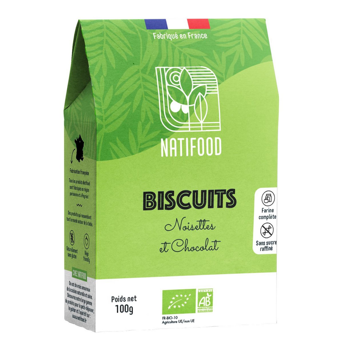 Bio-Haselnuss- und Schokoladenkekse 100g