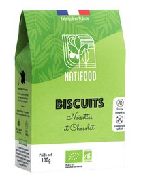 Biologische hazelnoot- en chocoladekoekjes 100g