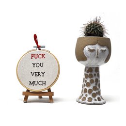 Handmade Embroidery Hoop Wall Art - F**K Design - Textile Wall Decoration (10/15cm)