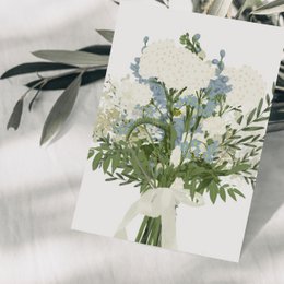 Postkort blå buket blomster