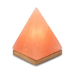 Himalaya Salt Dreams Salt Lamp, Pyramid with Wooden Base, 45064, Orange, 12.5x 12x17.5cm