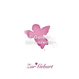 Pink angel baby birth greeting card, folding card with angel wings and "Zur Geburt" text, newborn celebration.
