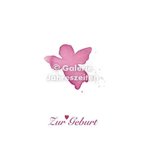 Watercolor card birth | Angel Pink | Red heart