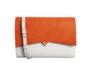 Roma Bag - Pearl Caviar Leather Base und Rafia Orange Flap