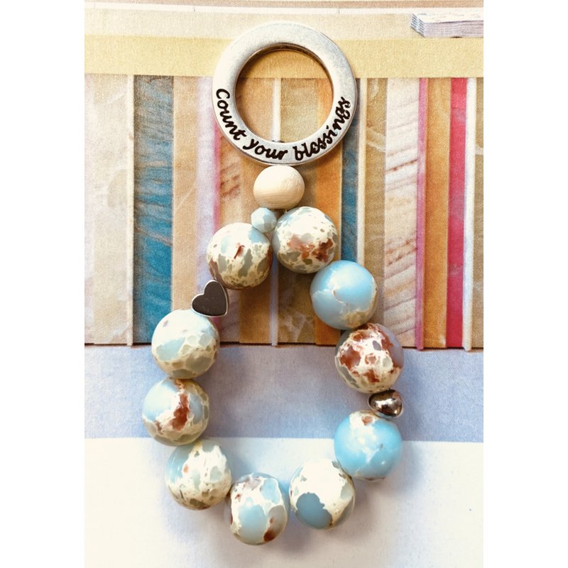 Keychain protection stone Jasper blue snakeskin / decisive and resilient