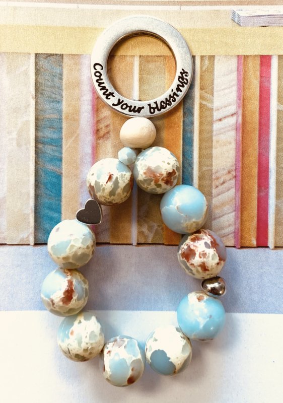 Keychain protection stone Jasper blue snakeskin / decisive and resilient
