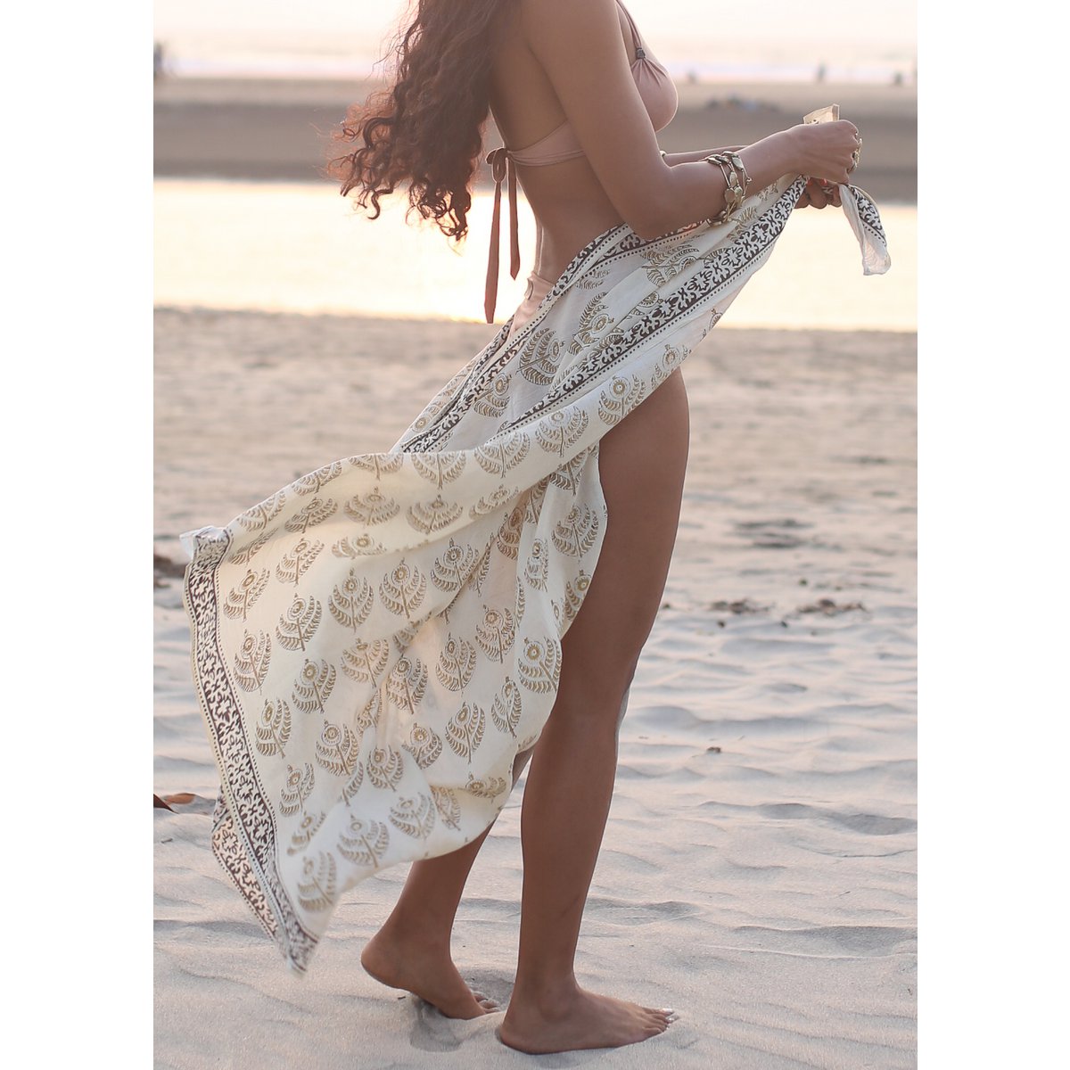 Yellow Pareo, Sarong, scarf, beach towel, summer scarf, shoulder cloth, wrap dress, made of 100% cotton, printed with natural colors, handmade